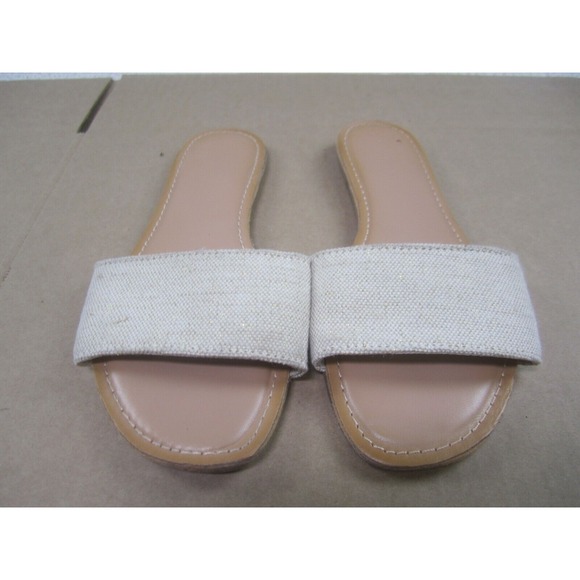 Old Navy Shoes - Old Navy Sandals Womens 6‎ Beige Brown Slip On Slides Fabric Upper Casual